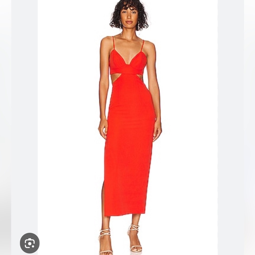 Elegant Bardot orange Cut-Out Midi Dress